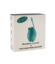 2en1 Stimulateur clitoridien à picots par aspiration avec son œuf vibrant à distance turquoise - 0-B0009TUR